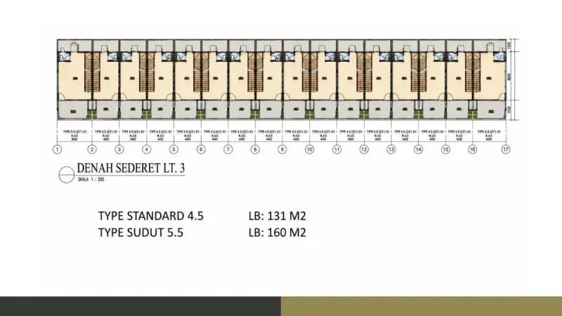 Denah Rumah Sudut 5.5 5.5 x 12 Botanica Loft Bintaro Jaya LT 66 LB 160